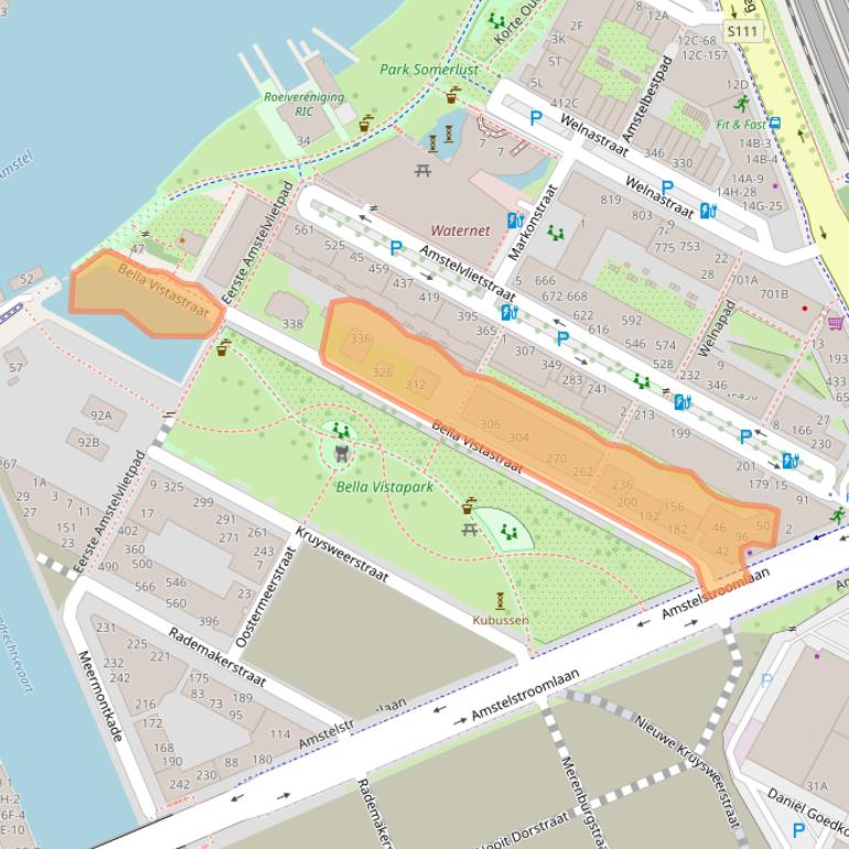 Kaart van postcodegebied 1096GM.