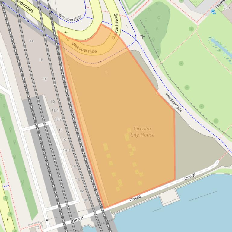 Kaart van postcodegebied 1096HT.