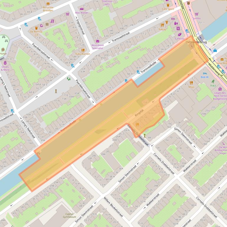 Kaart van postcodegebied 1097AB.