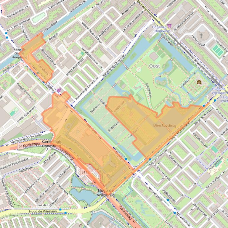 Kaart van postcodegebied 1097AR.