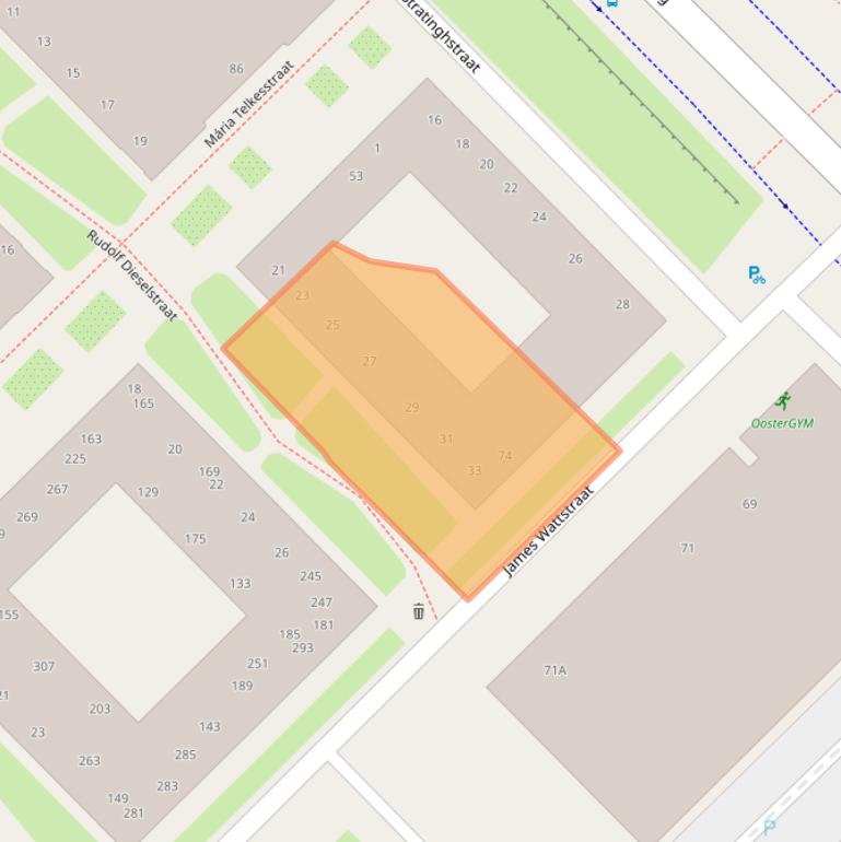 Kaart van postcodegebied 1097AT.