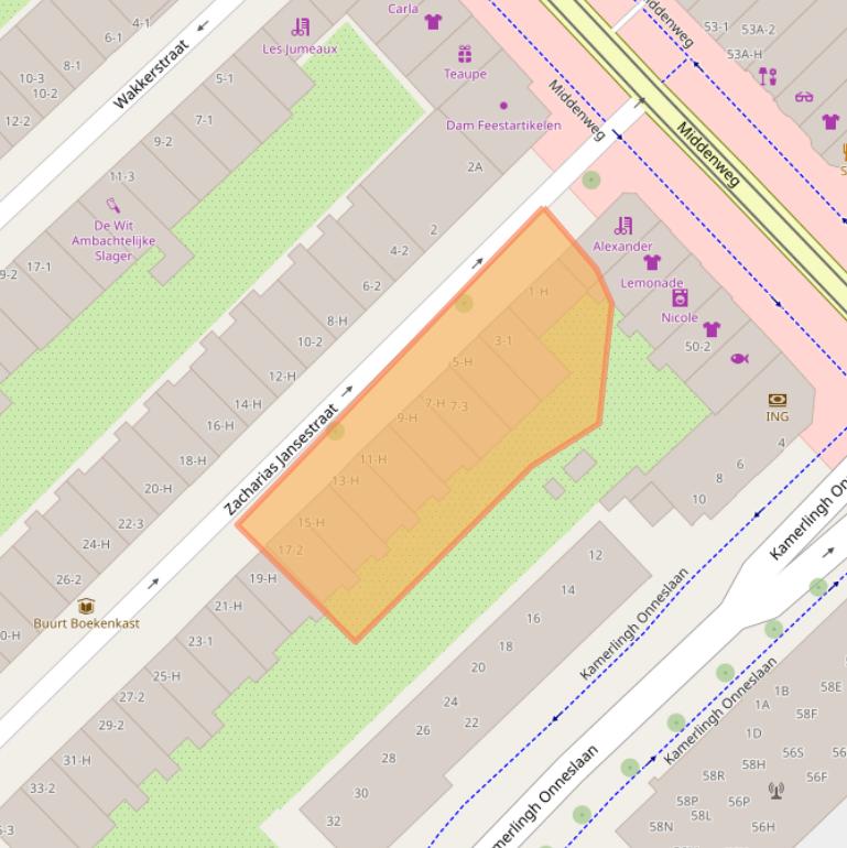 Kaart van postcodegebied 1097CH.