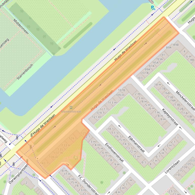 Kaart van postcodegebied 1097EK.