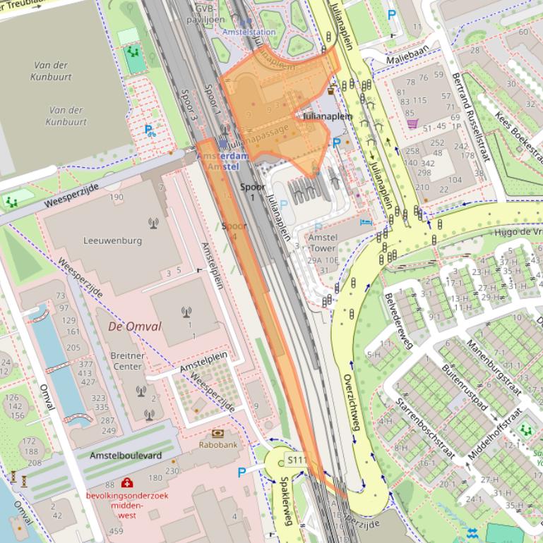 Kaart van postcodegebied 1097JT.