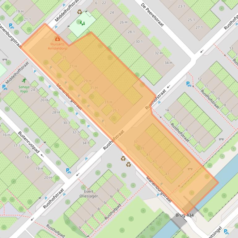 Kaart van postcodegebied 1097NA.