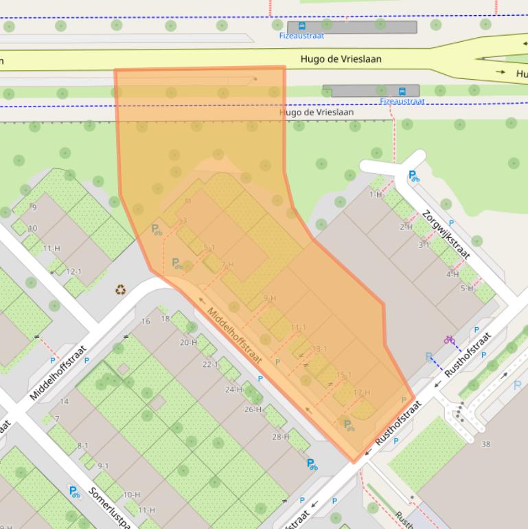 Kaart van postcodegebied 1097NJ.