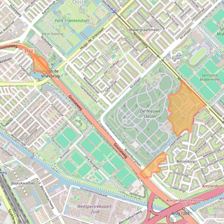Kaart van postcodegebied 1097ST.