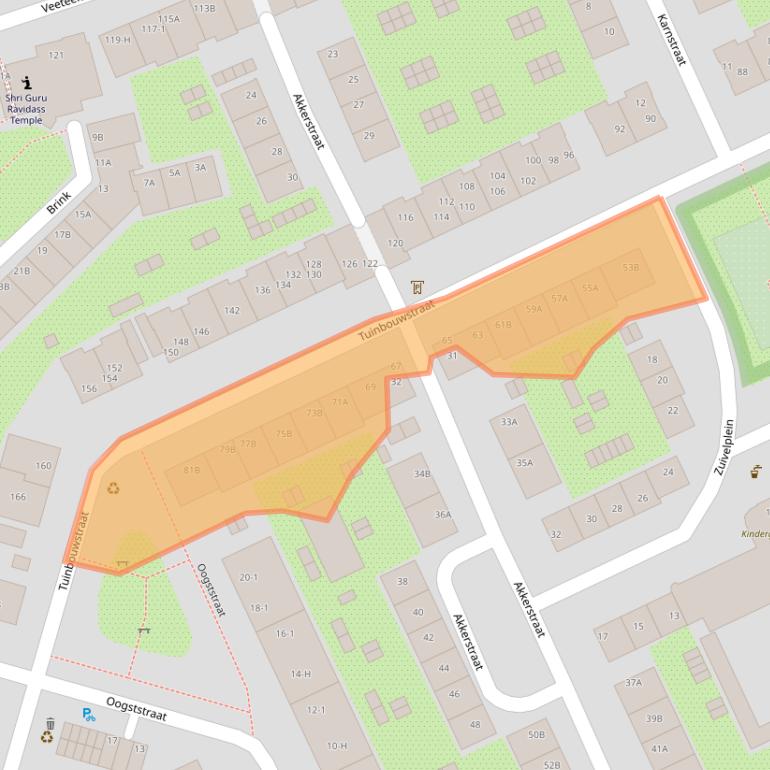 Kaart van postcodegebied 1097XS.