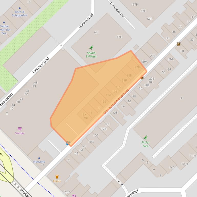 Kaart van postcodegebied 1098AW.