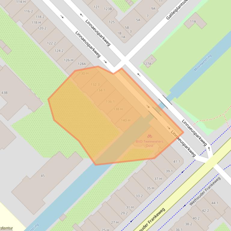 Kaart van postcodegebied 1098EL.