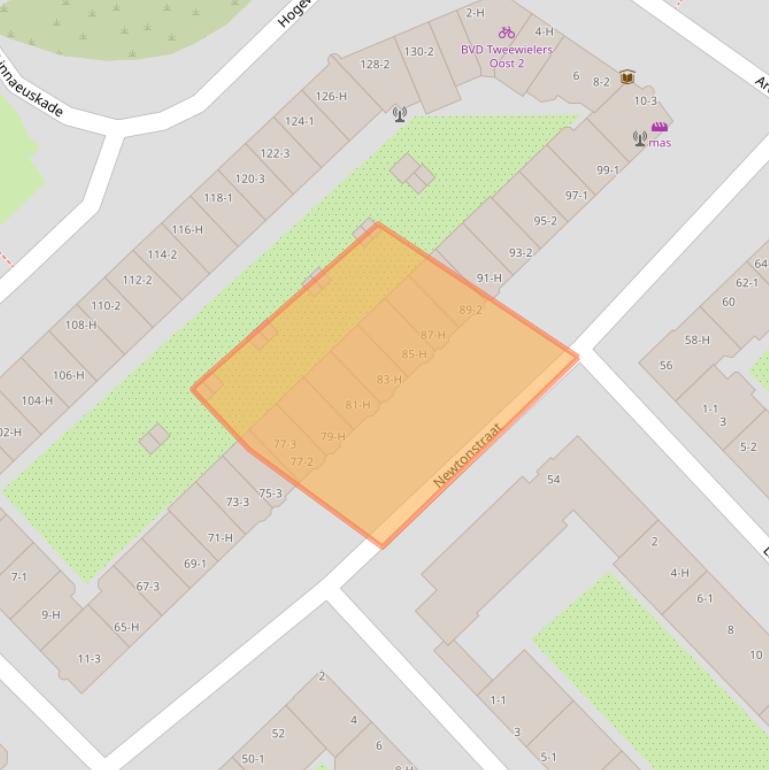 Kaart van postcodegebied 1098HB.