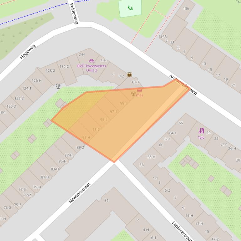 Kaart van postcodegebied 1098HC.