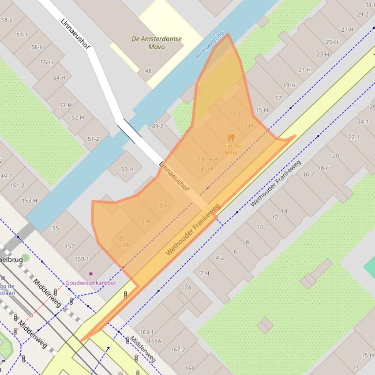 Kaart van postcodegebied 1098KV.