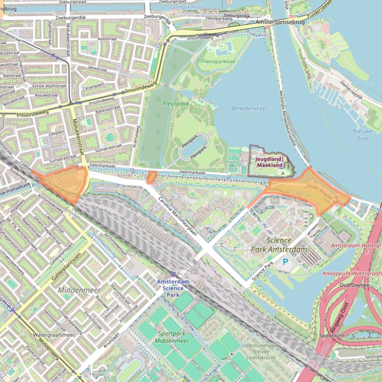 Kaart van postcodegebied 1098TW.