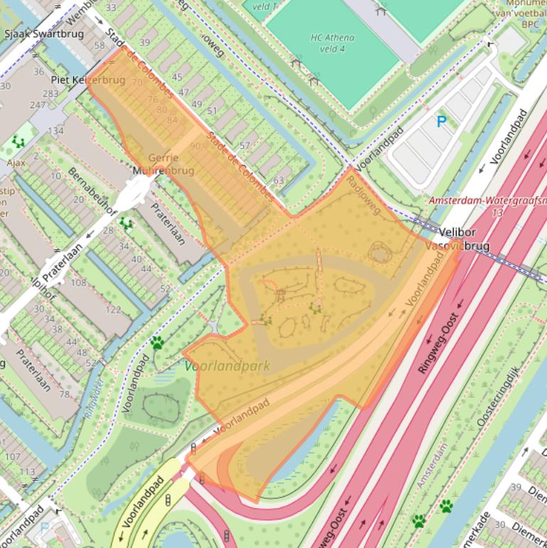 Kaart van postcodegebied 1098VV.