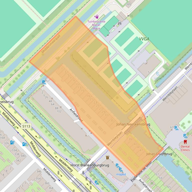 Kaart van postcodegebied 1098VZ.