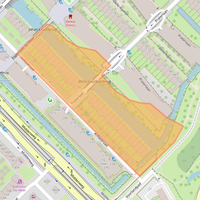 Kaart van postcodegebied 1098WB.