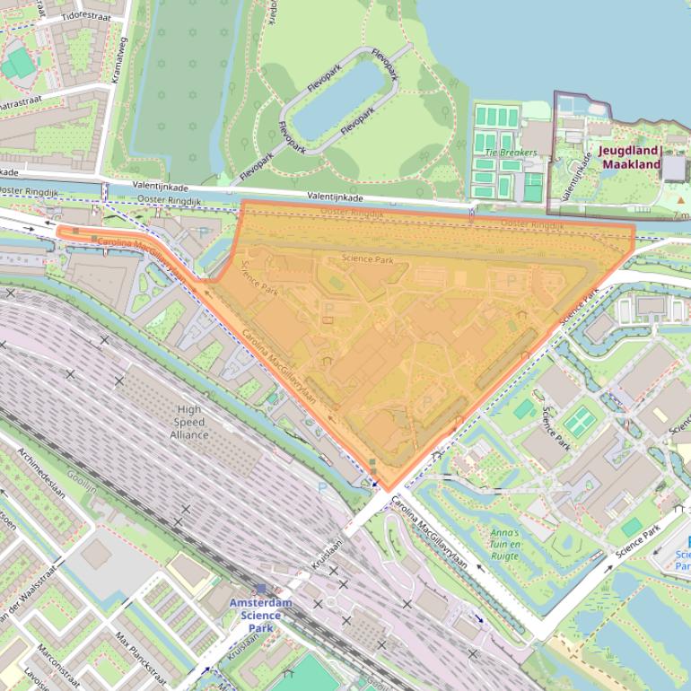 Kaart van postcodegebied 1098XG.