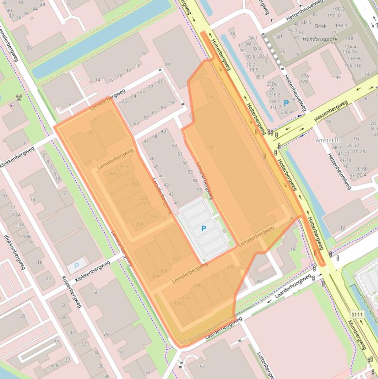 Kaart van postcodegebied 1101AH.