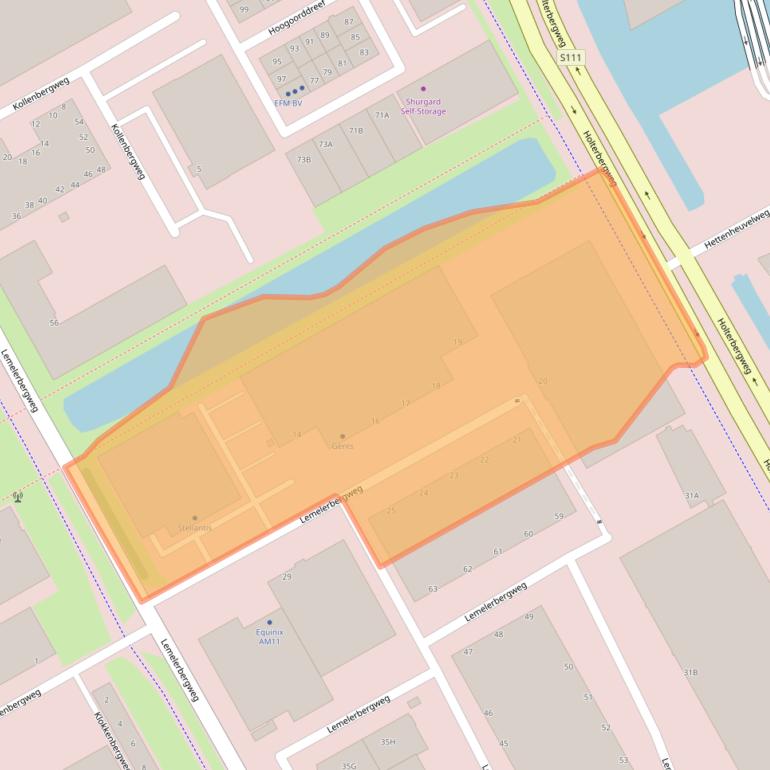 Kaart van postcodegebied 1101AJ.