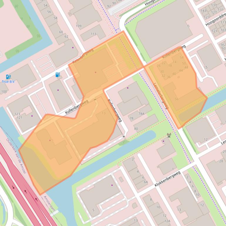 Kaart van postcodegebied 1101AR.