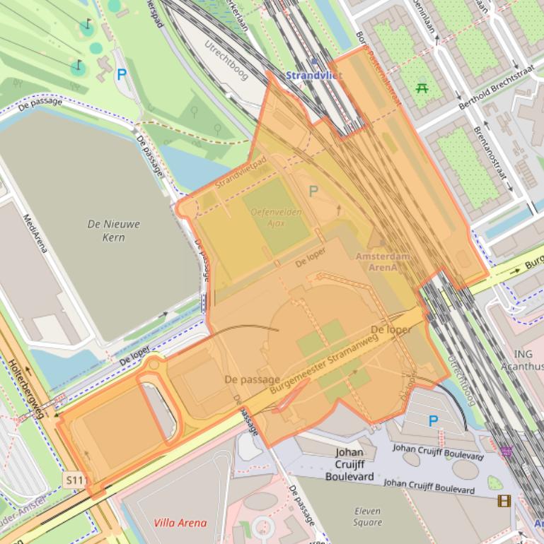 Kaart van postcodegebied 1101AX.