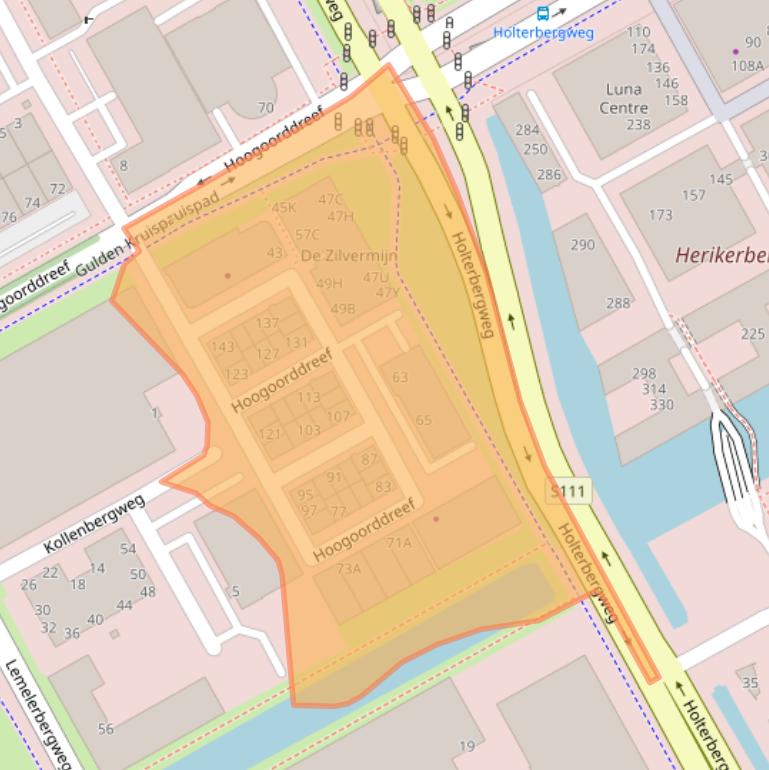 Kaart van postcodegebied 1101BB.