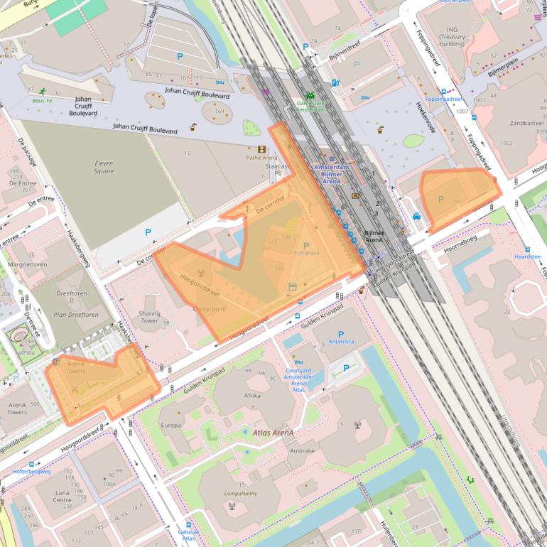 Kaart van postcodegebied 1101BE.