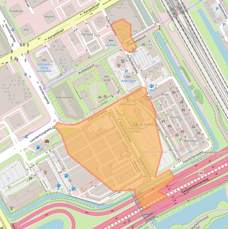 Kaart van postcodegebied 1101BL.