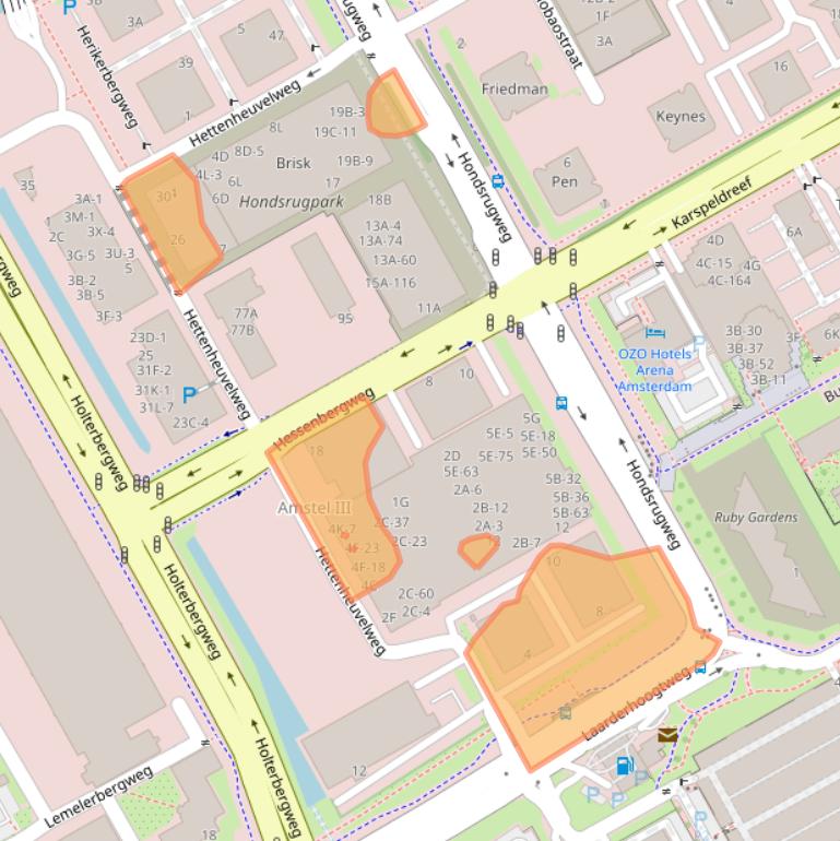 Kaart van postcodegebied 1101BN.