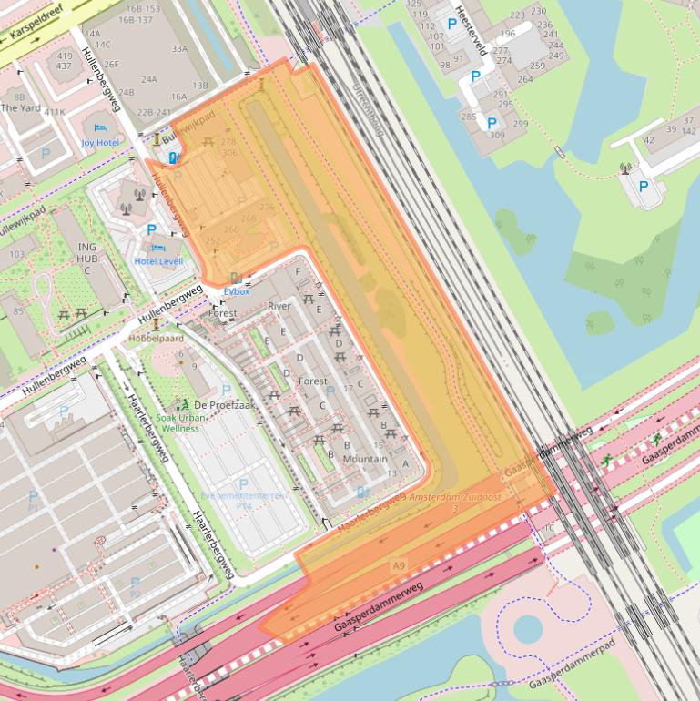 Kaart van postcodegebied 1101BV.