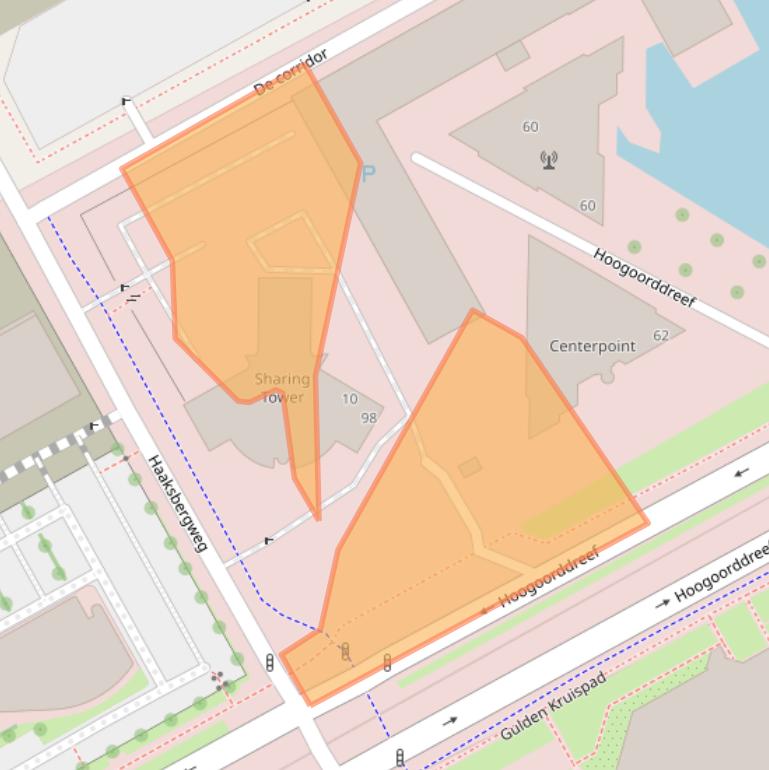 Kaart van postcodegebied 1101BZ.