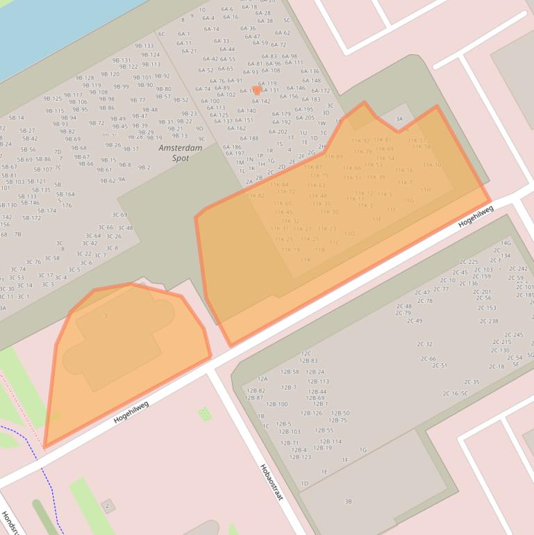 Kaart van postcodegebied 1101CA.