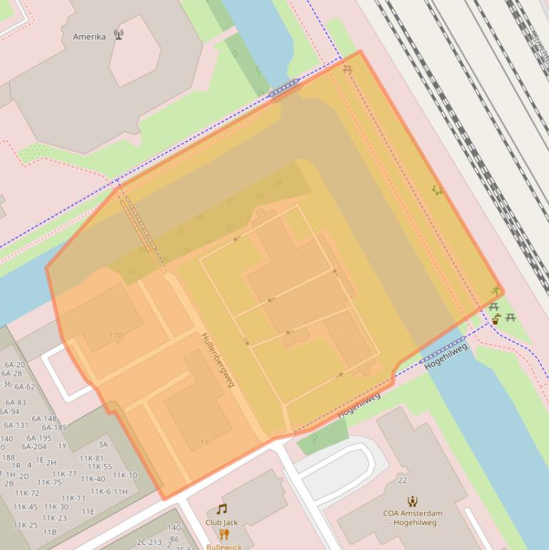 Kaart van postcodegebied 1101CB.