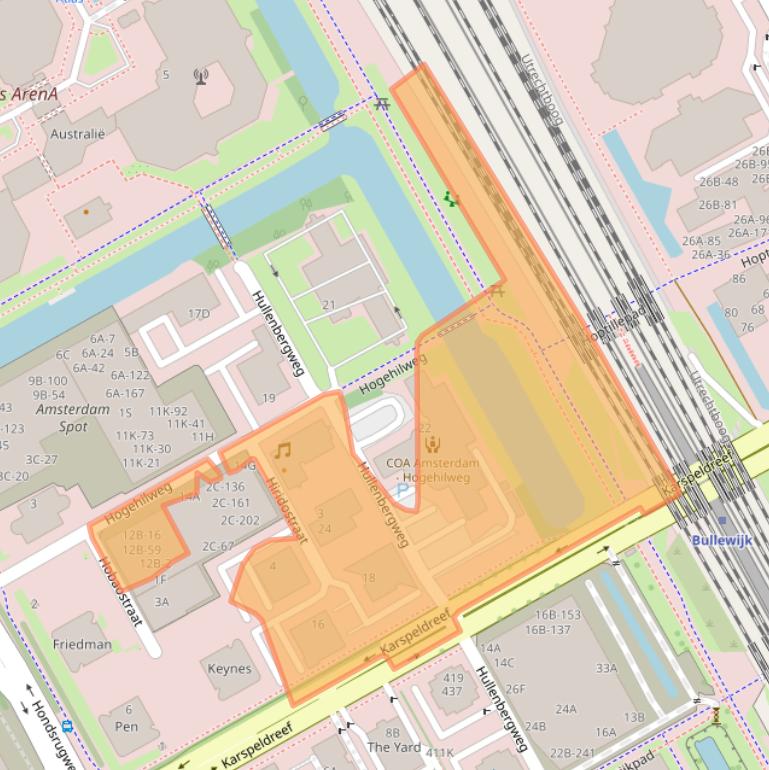 Kaart van postcodegebied 1101CD.