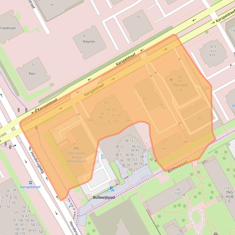 Kaart van postcodegebied 1101CJ.