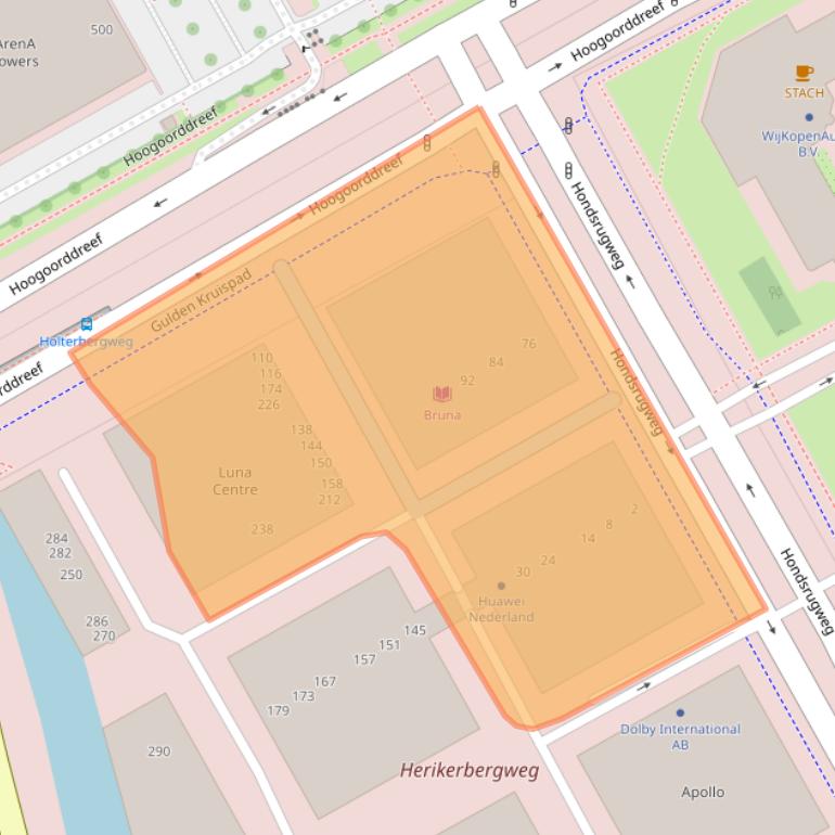 Kaart van postcodegebied 1101CM.