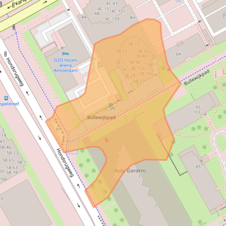 Kaart van postcodegebied 1101CV.