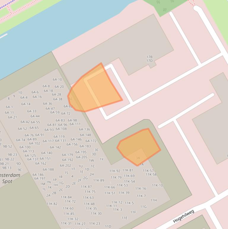 Kaart van postcodegebied 1101DB.