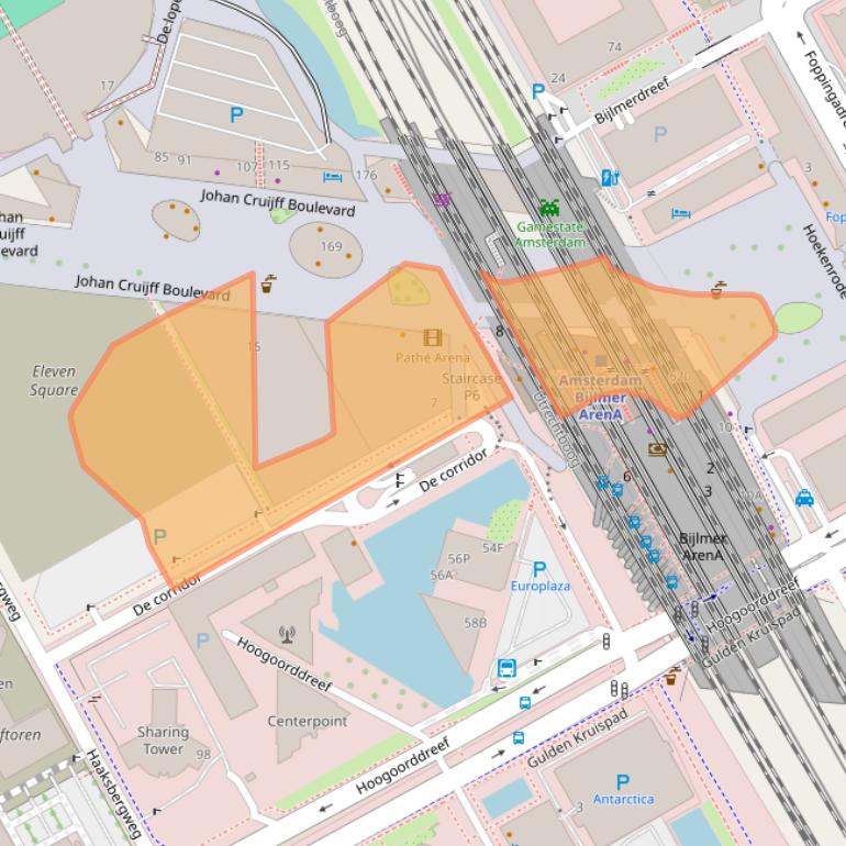 Kaart van postcodegebied 1101DS.