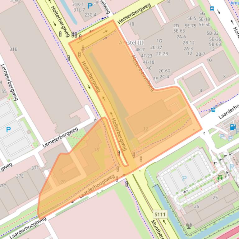 Kaart van postcodegebied 1101EA.