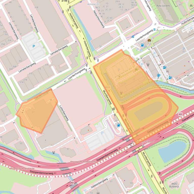 Kaart van postcodegebied 1101EB.