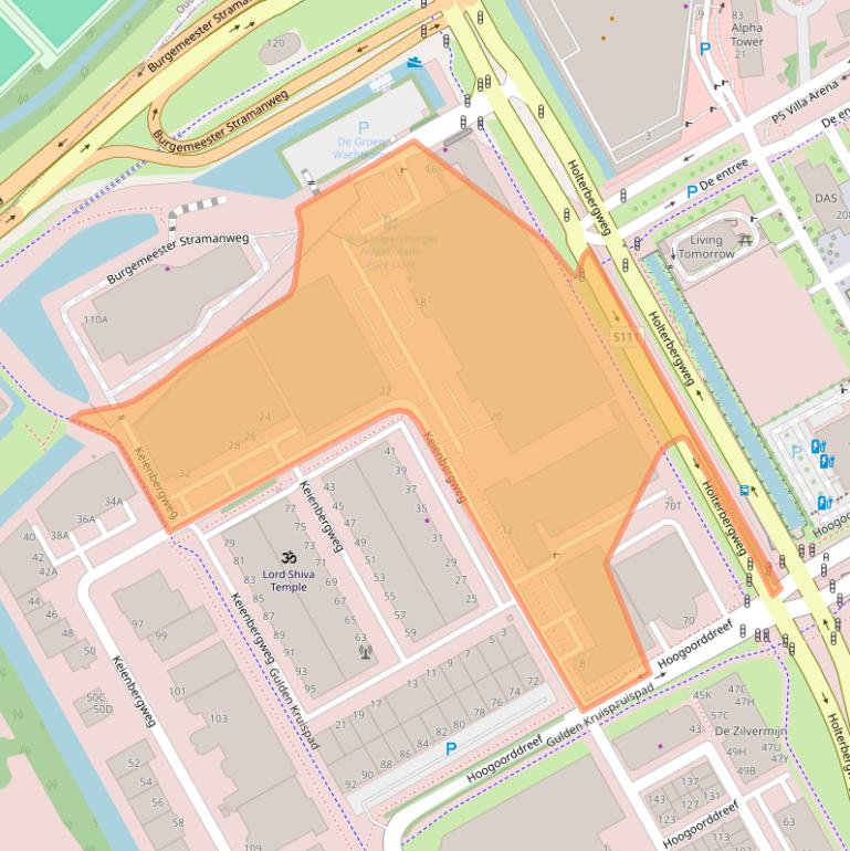 Kaart van postcodegebied 1101GB.