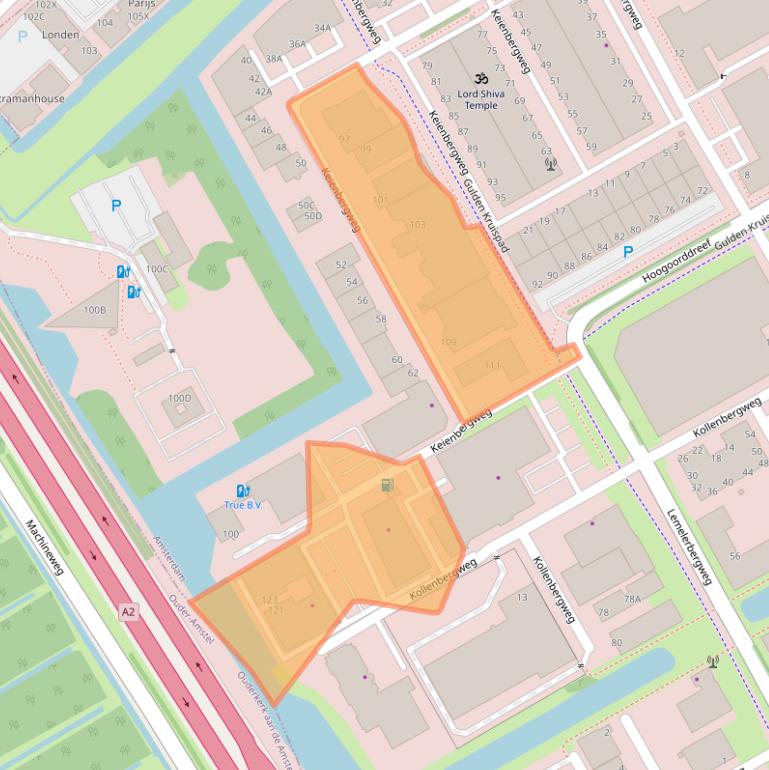 Kaart van postcodegebied 1101GG.