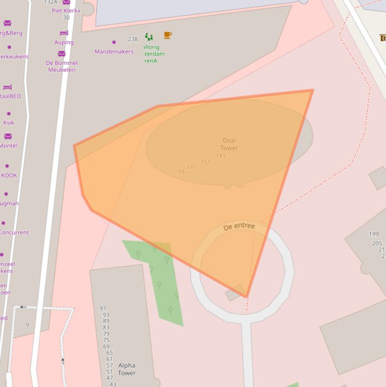 Kaart van postcodegebied 1101HE.