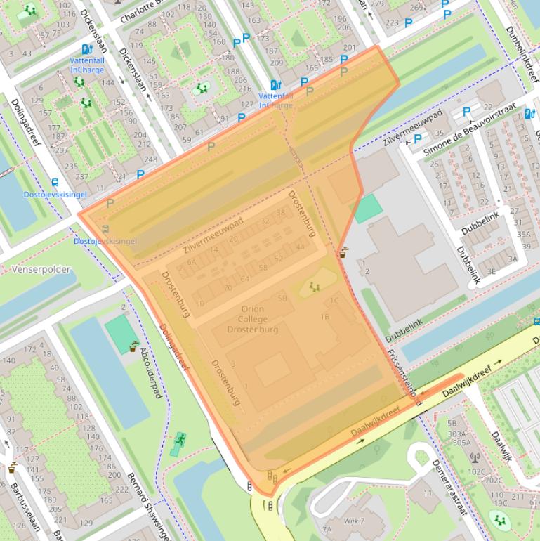 Kaart van postcodegebied 1102AM.