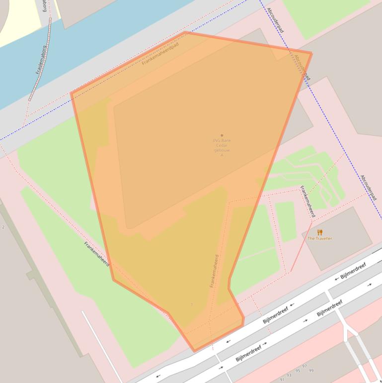 Kaart van postcodegebied 1102AN.