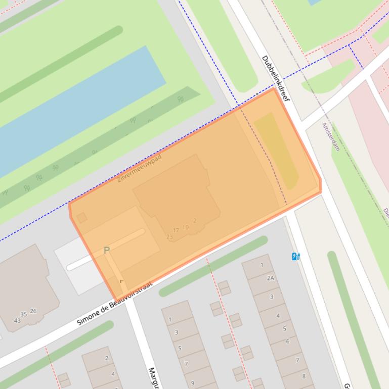 Kaart van postcodegebied 1102AR.