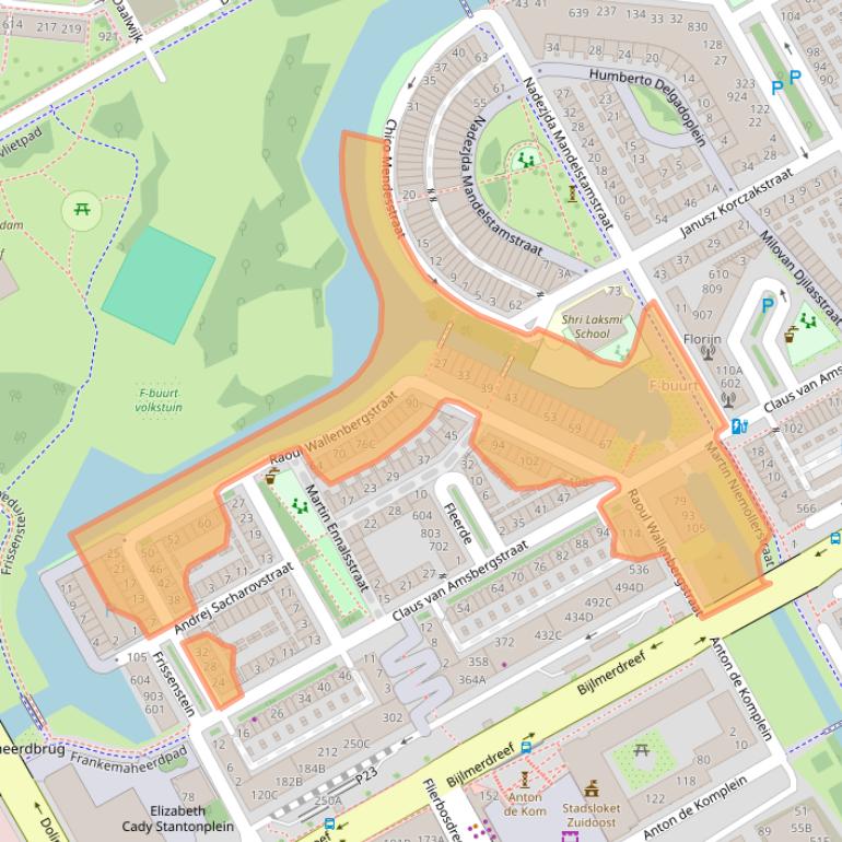 Kaart van postcodegebied 1102AX.