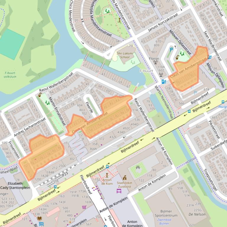 Kaart van postcodegebied 1102AZ.